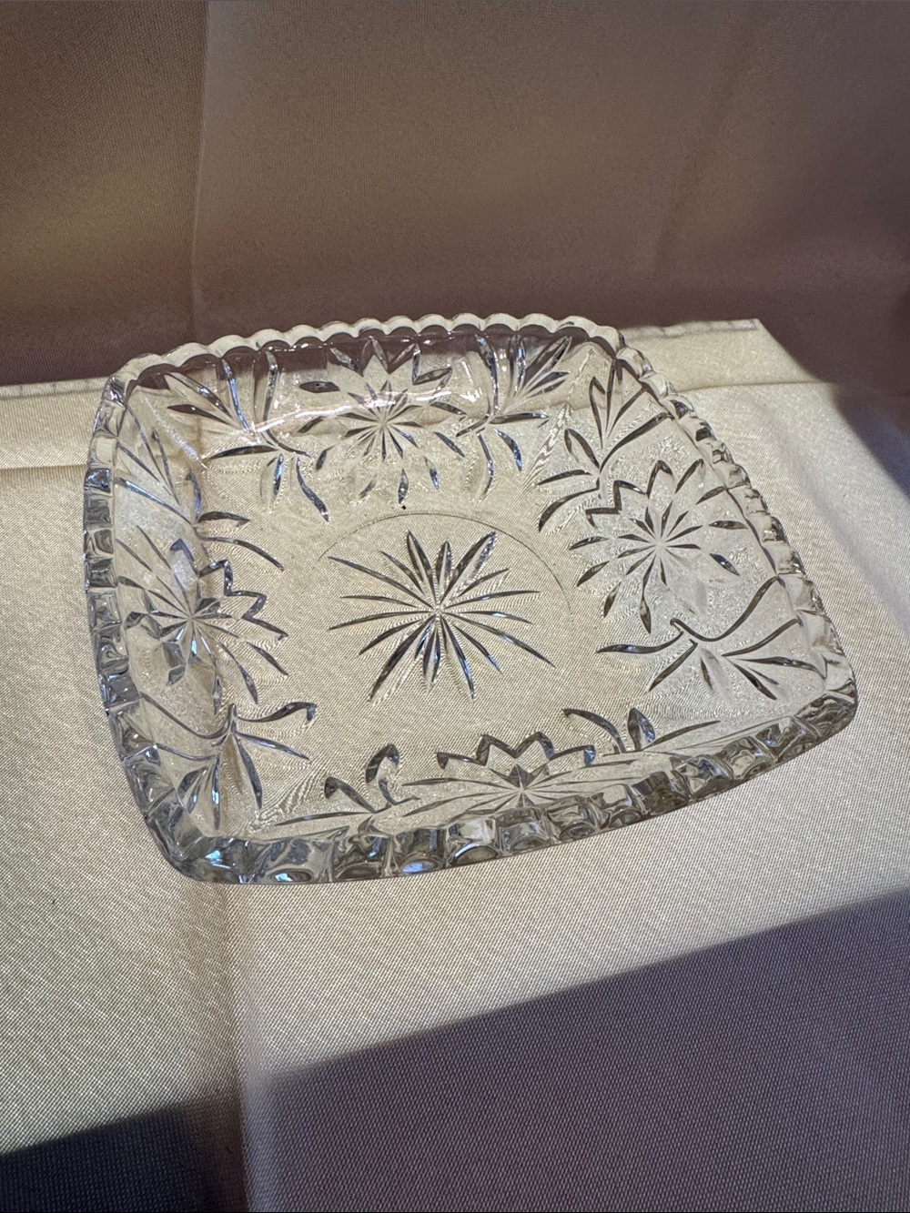 Vintage Hazel-Atlas Prescut Square Clear Glass Candy Dish Bowl Mid-Century
